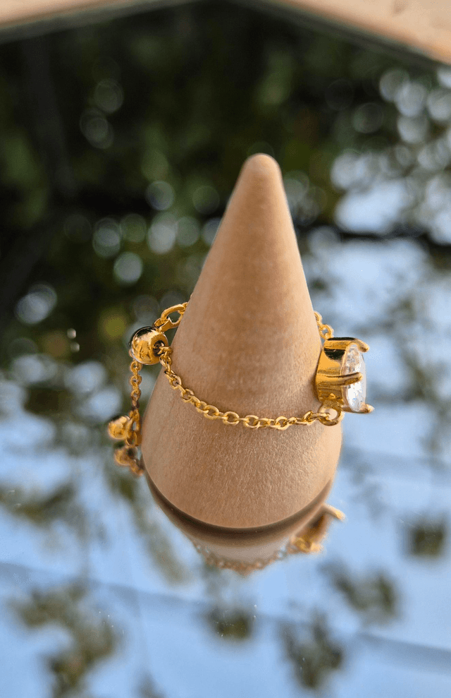 Bague chaine ajustable STRASS 