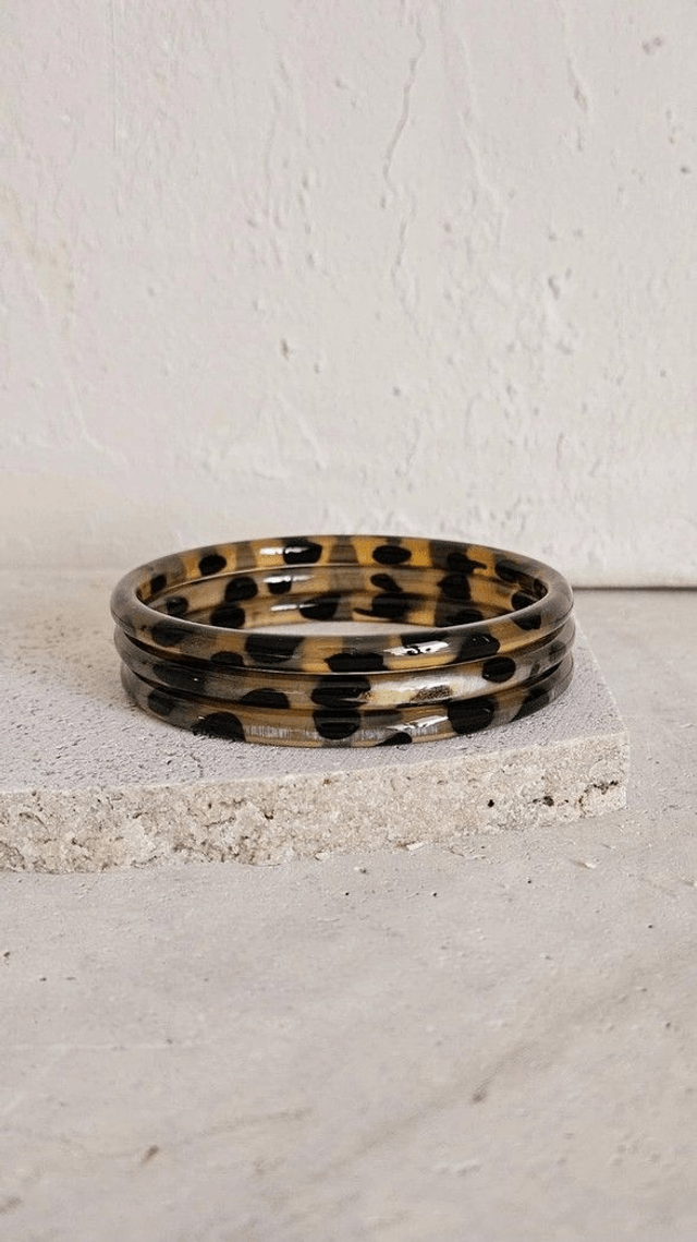 Bracelet Jonc Corne Léopard 6 mm