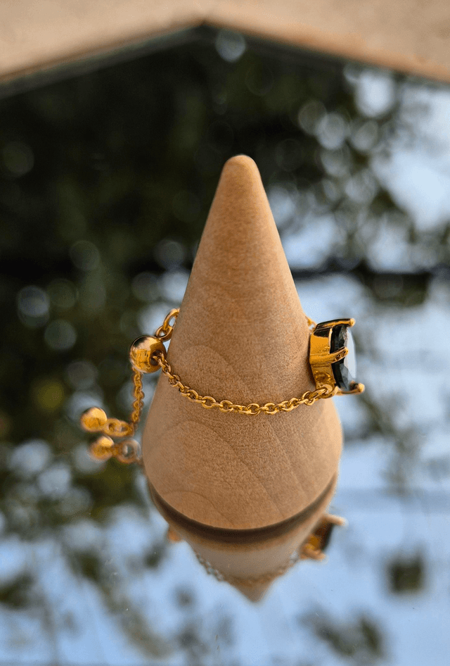 Bague chaine ajustable NOIRE