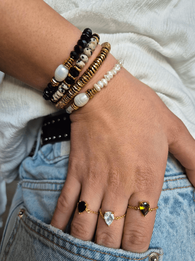 Bague chaine ajustable VERTE