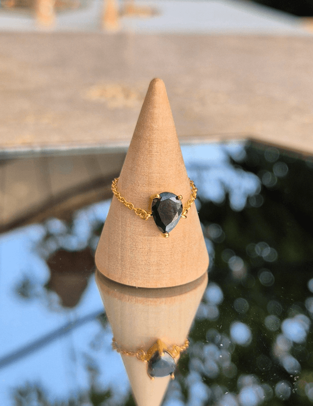 Bague chaine ajustable NOIRE