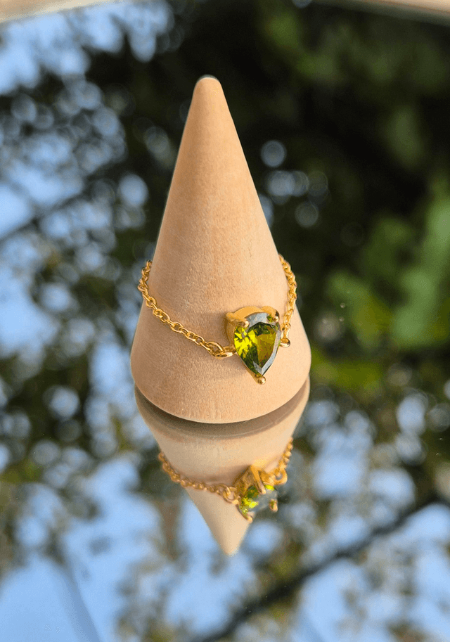 Bague chaine ajustable VERTE
